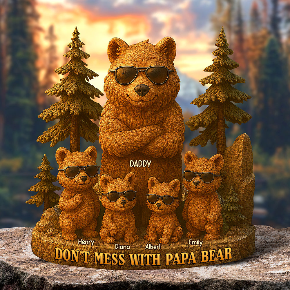 Papa Bear Acrylic Keychain - Personalized Gifts For Father 03TOQN260425 - Shaped Plaques - GoDuckee