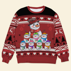 Personalized Gifts For Grandma Ugly Sweater, Cute Snowman Grandkids 02napu080824 - Ugly Christmas Sweater - GoDuckee