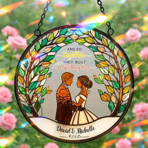 Newlywed Couple Stained Glass - Personalized Gifts For Couple 01PGLU160825 - Ornament - GoDuckee