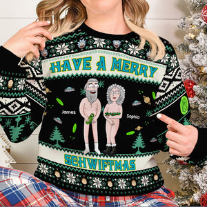 Personalized Gifts for Couple, Funny Couple Merry Christmas Ugly Sweater 01KADC170824HG - Ugly Christmas Sweater - GoDuckee