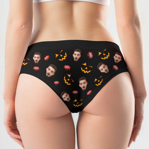 Custom Photo Gifts For Couple Boxer Briefs Halloween Pumpkin Smash Just Tip 03XQDT010824 - Boxer Briefs - GoDuckee