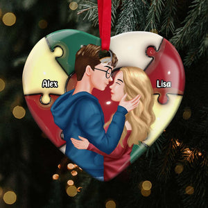 Personalized Gifts For Couple Heart Ceramic Ornament 04OHMH301024PA - Ornament - GoDuckee