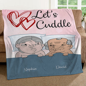 Let's Cuddle Personalized Funny Old Couple Blanket, Couple Gift - Blanket - GoDuckee