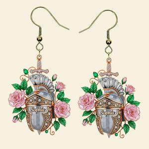 Knight Helmet Aesthetic Earrings, Personalized Gifts For Female Warrior Of God 04qhtn120725 - Earrings - GoDuckee