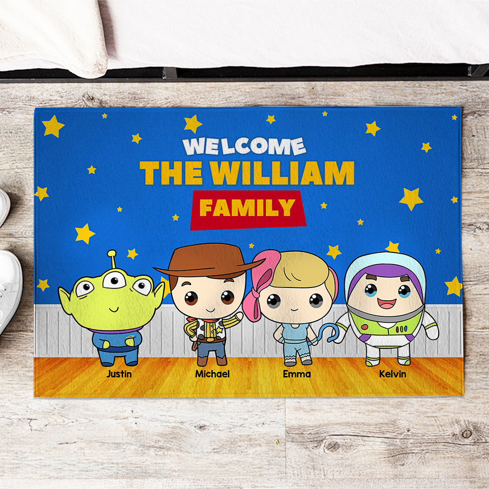 Welcome To Our Family, Gift For Family, Personalized Doormat, Toy Family Doormat 02NAHN141223 - Doormat - GoDuckee