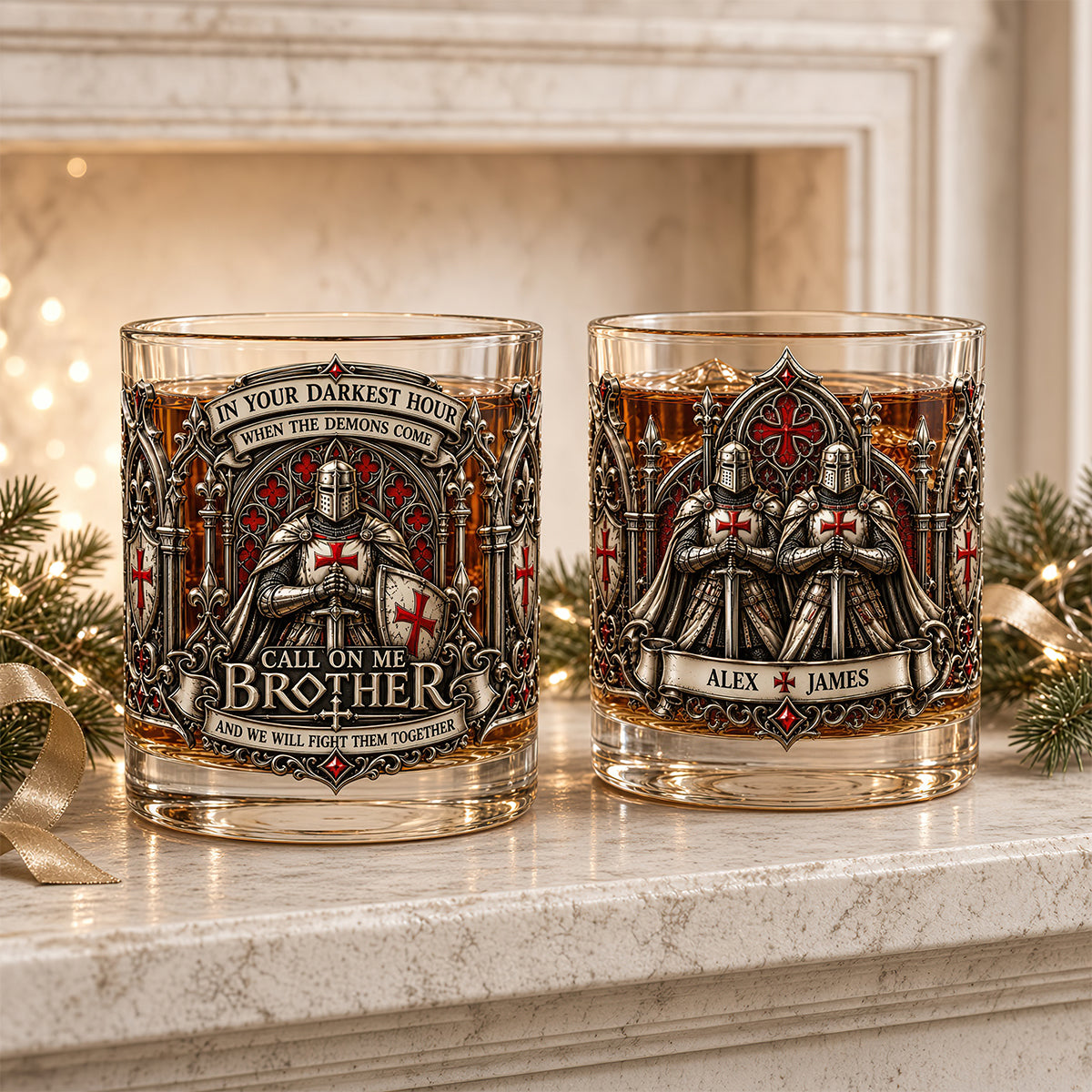 Knight Brother Drinking Glass - Personalized Gifts For Brothers 02padt231026 - Glass - GoDuckee