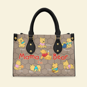 Personalized Gifts For Mom Leather Bag Mother's Day Bear Kids 03OHMHH240225 - Leather Bag - GoDuckee