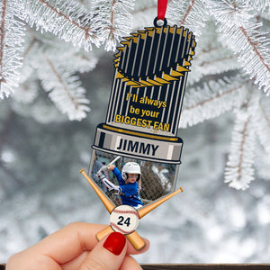 Personalized Baseball Trophy Ornament - Upload Image, I'll Always Be Your Biggest Fan - Ornament - GoDuckee