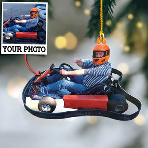 Custom Photo Gifts For Go-kart Racing Lovers, Upload Kart Racing Photo Christmas Ornament 25pgvp140924 - Ornament - GoDuckee