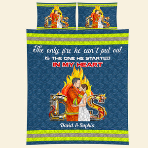 Personalized Gifts For Couple Firefighter Lover Quilt Bed Set 04XQDT151124TM - Blanket - GoDuckee