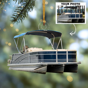 Custom Photo Gifts For Pontoon Lovers, Upload Pontoon Photo Christmas Ornament 64pgxx290824 - Ornament - GoDuckee