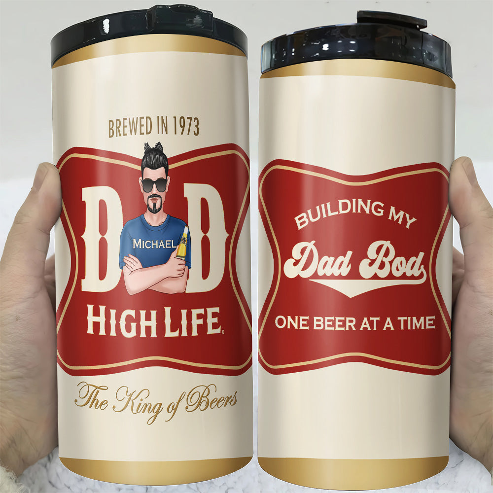 Dad Bod, One Beer At A Time, Personalized 4 In 1 Can Cooler Tumbler Gift For Dad 03DNPO130623TM-03-TT - Can Cooler - GoDuckee