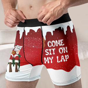 Personalized Gifts for Couple Men's Boxers, Naughty Santa Come Sit On My Lap 02todc060824 - Boxer Briefs - GoDuckee