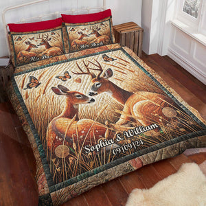 Personalized Gifts For Couple Quilt Bed Set, Romantic Deer Couple 03qhdt241224 - Blanket - GoDuckee