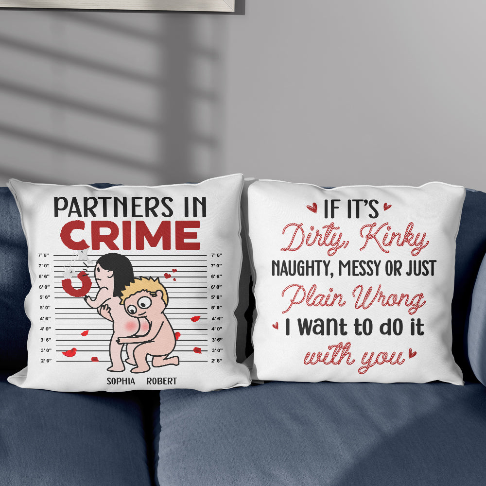 Partners In Crime, Gift For Couple, Personalized Pillow, Funny Couple Pillow, Couple Gift - Pillow - GoDuckee