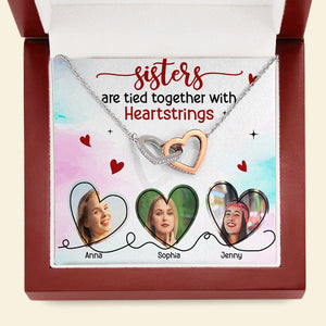 Sisters Are Tied Together With Heartstrings, Personalized 05HUTN231223 Interlocking Hearts Necklace - Jewelry - GoDuckee