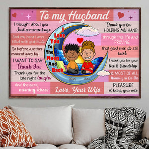 Personalized Gifts For Couple Canvas Love Moon Cartoon Lover 03XQQN231224HH - Poster & Canvas - GoDuckee