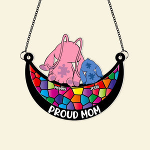 Personalized Gifts For Mom Window Hanging Suncatcher Ornament Autism Mom And Kid 02OHMH190225 - Ornament - GoDuckee