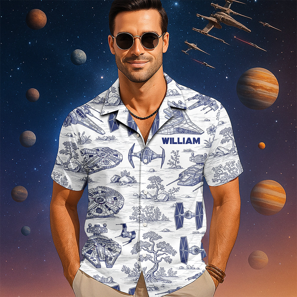 Galactic Toile Hawaiian Shirt - Personalized Gifts For Galaxy Lovers 02naqn040725 - Hawaiian Shirts - GoDuckee