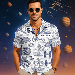 Galactic Toile Hawaiian Shirt - Personalized Gifts For Galaxy Lovers 02naqn040725 - Hawaiian Shirts - GoDuckee