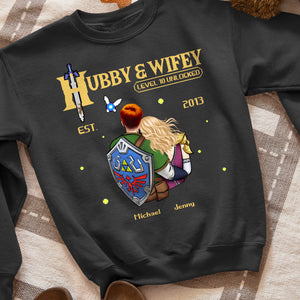 Hubby And Wifey, Gift For Couple, Personalized Shirt, Game Lover Couple Hugging Shirt, Anniversary Gift 06QHHN180723HH - Shirts - GoDuckee