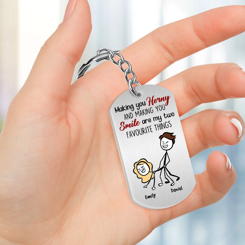 Making You Horny, Gift For Couple, Personalized Keychain, Funny Stick Couple Keychain, Couple Gift - Keychains - GoDuckee