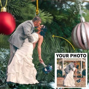 Custom Photo Gifts For Couple, Upload Wedding Photo Christmas Ornament 18pgvp140924 - Ornament - GoDuckee