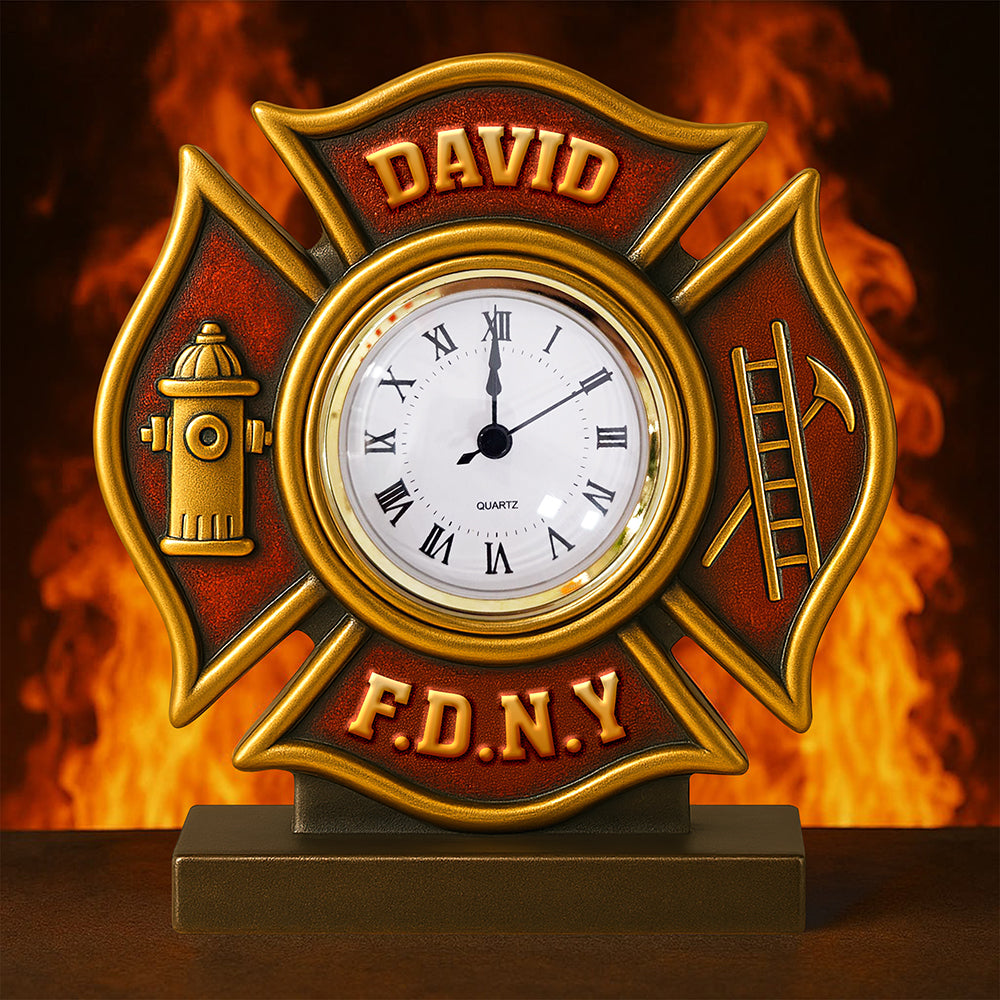 Firefighter Desk Clock Plaque - Personalized Gifts For Firefighter 02toqn280525 - Clock Plaques - GoDuckee