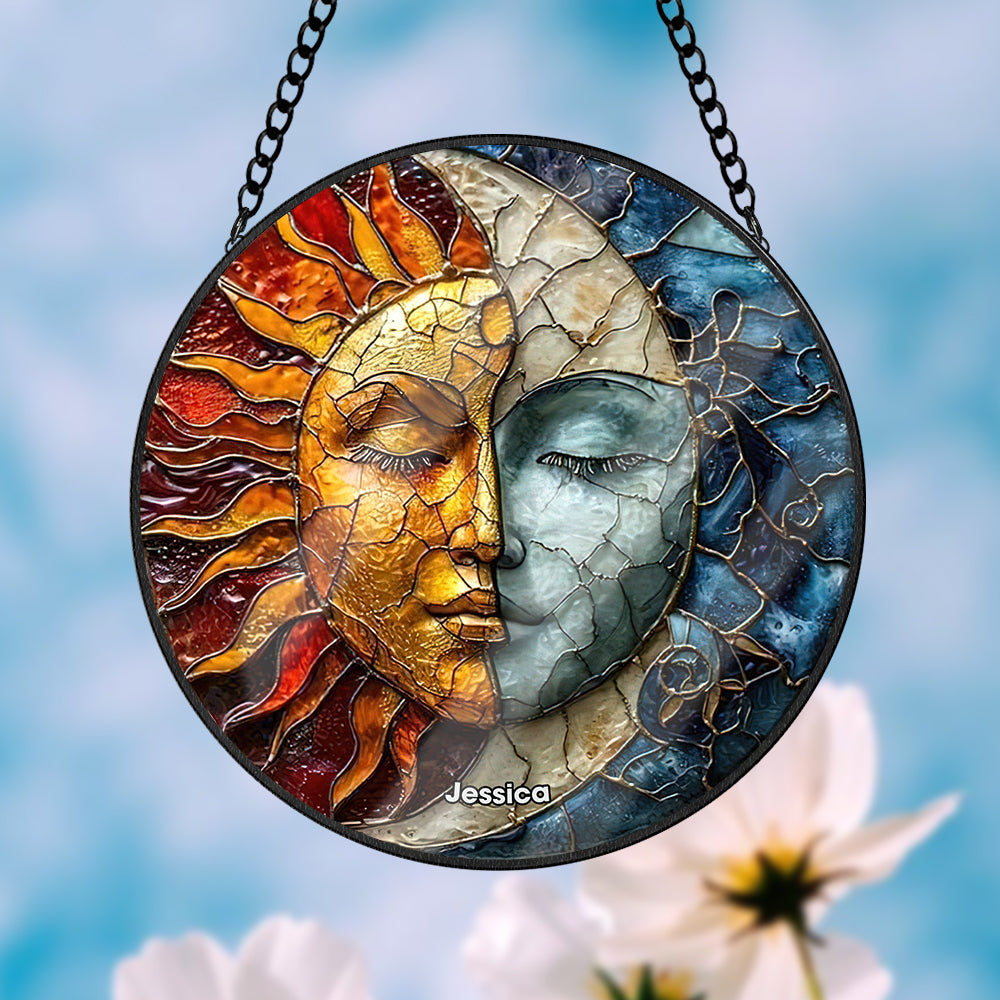 Personalized Sun And Moon Suncatcher Ornament 19acqn240824 - Ornament - GoDuckee