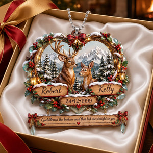 Deer Lover Christmas Gifts For Couple - Personalized Deer Couple Car Ornament 06palu010926