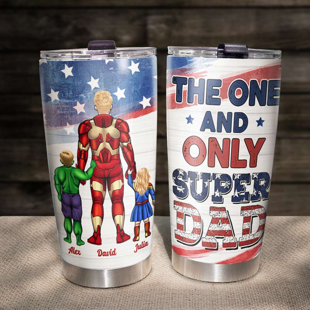 The One And Only Dad, Gift For Dad, Personalized Tumbler, Dad And Kids Tumbler, Father's Day Gift 04HTHN120523TM - Tumbler Cup - GoDuckee