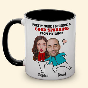 I Love Spanking Your Bouncy Butt, Funny Custom Couple Face Accent Mug, Gift For Couple, Valentine's Gifts - Coffee Mug - GoDuckee