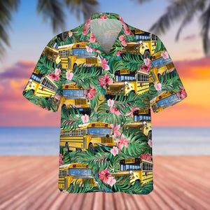 Custom School Bus Image Personalized Hawaiian Shirt - Hawaiian Shirts - GoDuckee