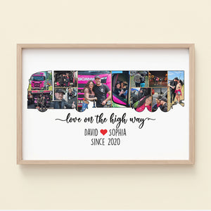 Love On The Highway, Custom Photo Semi-trailer Truck Driver Couple Canvas Print, Gift For Couple, Valentine's Day Gift - Poster & Canvas - GoDuckee
