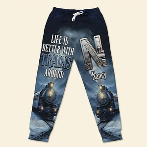 Custom Alphabet Letter Gifts For Train Lovers 3D Sweatpants 05xqqn140225 - Shorts and Pants - GoDuckee
