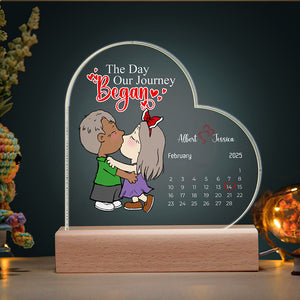 Personalized Gifts For Couples LED Light Calendar Kissing Cartoon Couples 05KALU211224HG - Led Night Light - GoDuckee