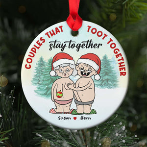 Couples That Toot Together Stay Together, Funny Couple Personalized Ornament, Christmas Gift - Ornament - GoDuckee