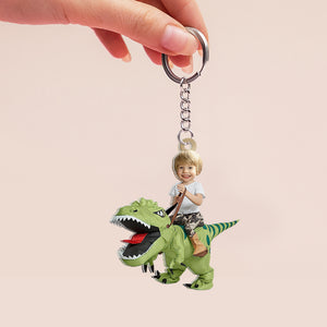 Gift For Kid, Personalized Keychain, Dinosaur Custom Image Upload Keychain - Keychains - GoDuckee