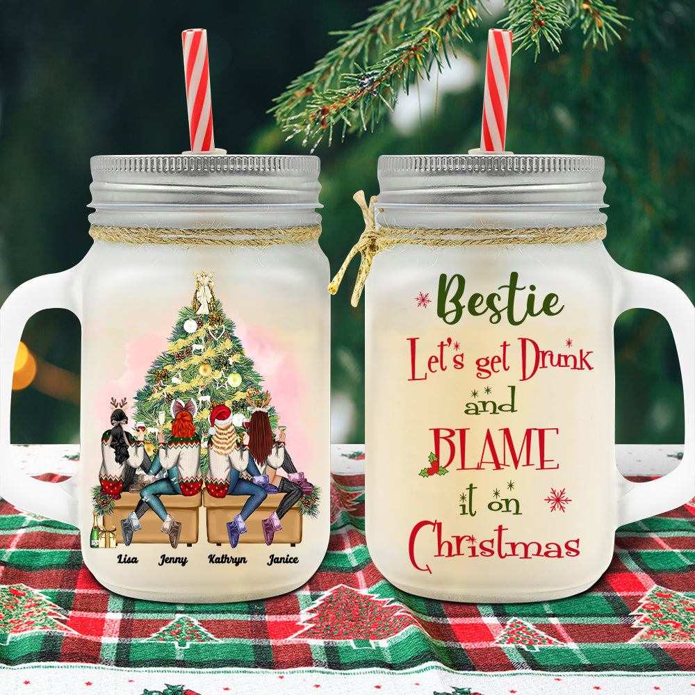 Bestie, Let's Get Dunk, Gift For Friends, Personalized Drinking Jar, Best Friends Drinking Jar, Christmas Gift 03HUHN150923TM - Drinkware - GoDuckee