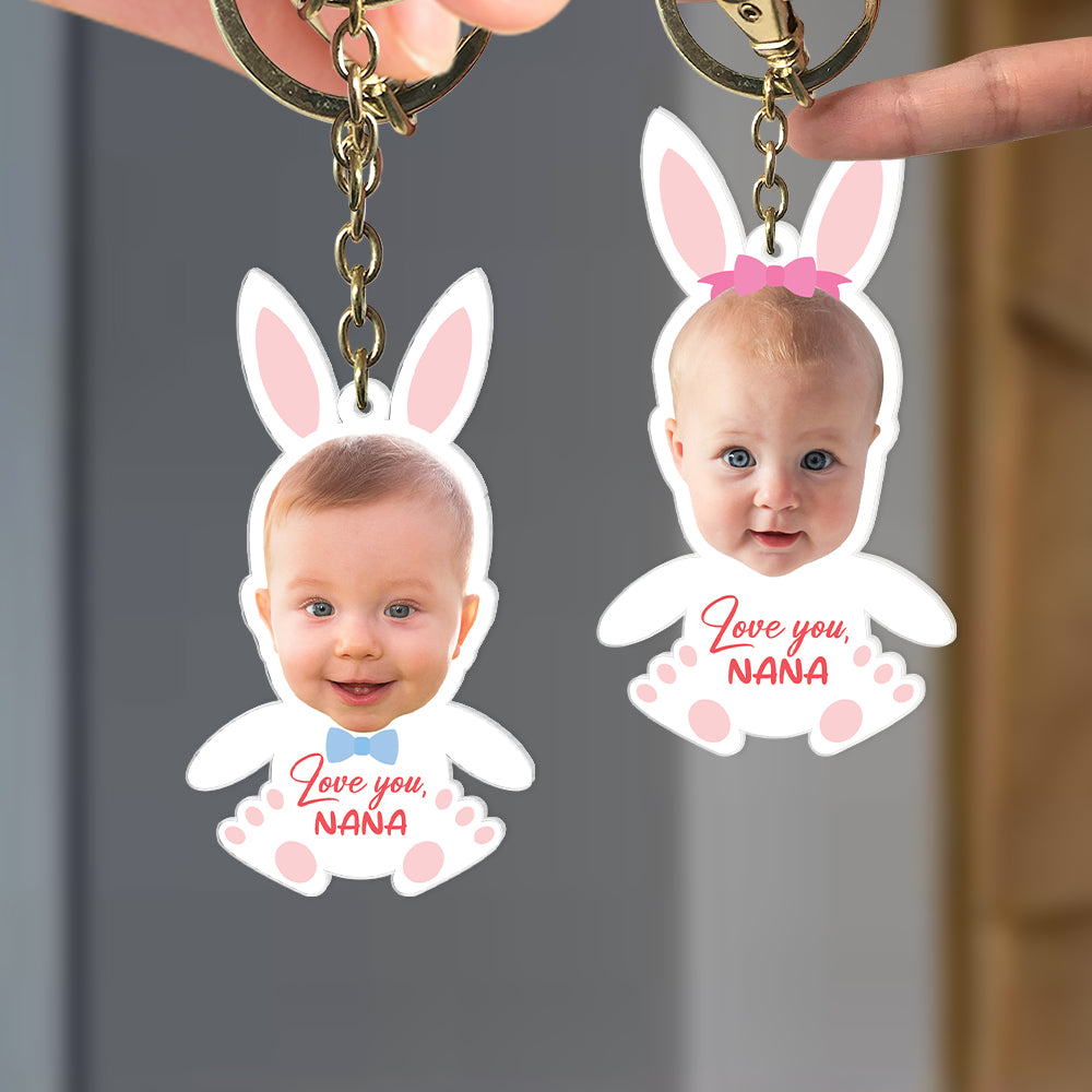 Personalized Gifts For Grandma Keychain Little Bunny Kid - Keychains - GoDuckee