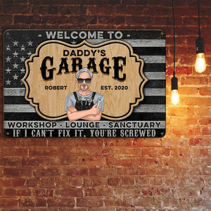Welcome To Daddy's Garage Personalized Metal Wall Art - Metal Wall Art - GoDuckee