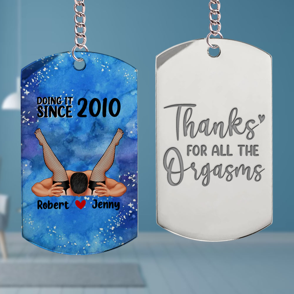 Romantic Couple, Love You Forever, Personalized Stainless Steel Engraved Keychain, Couple Gifts, Gifts For Her, Gifts For Him - Keychains - GoDuckee