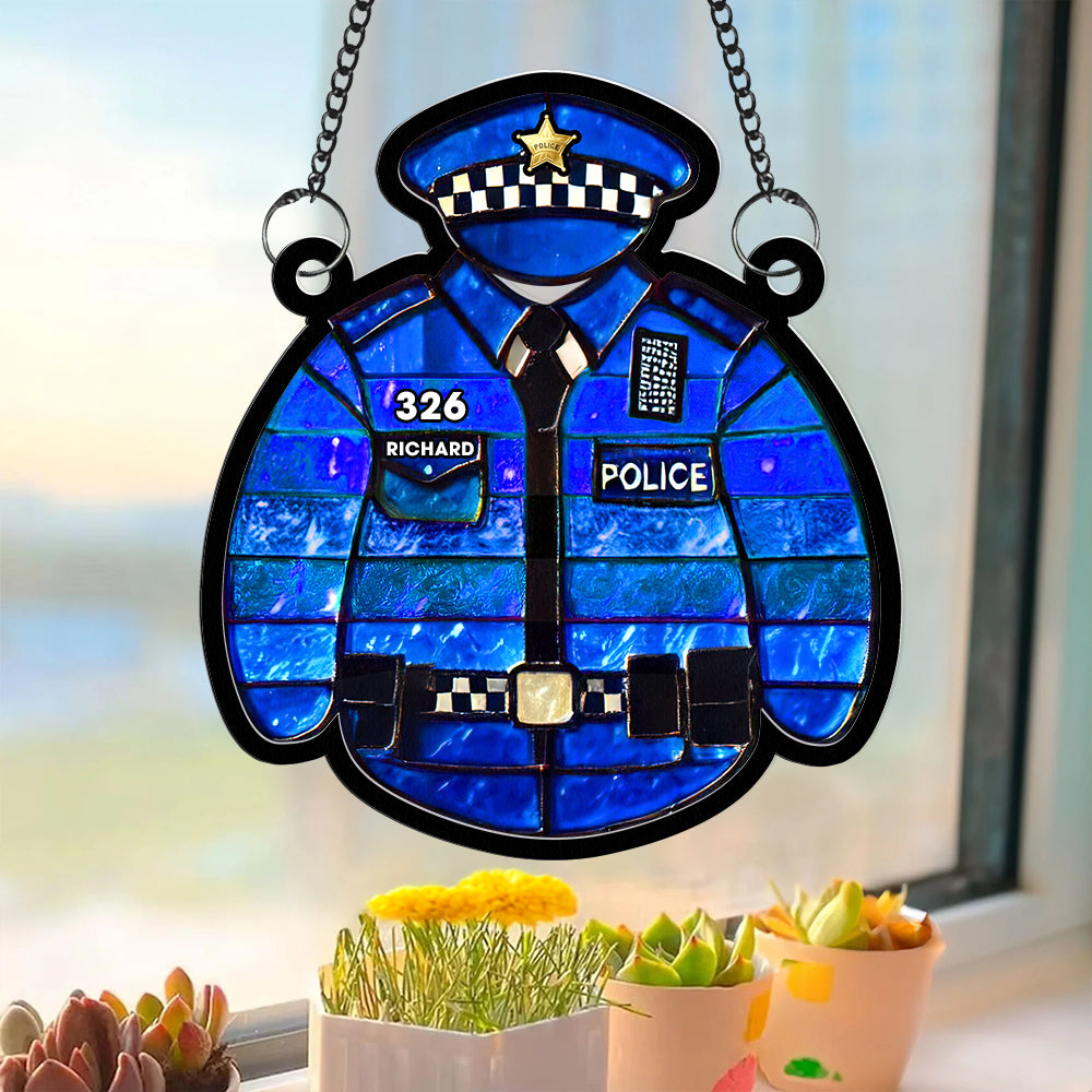 Personalized Gifts For Police Suncatcher Ornament Police Uniform 01OHQN301224 - Ornament - GoDuckee