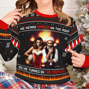 Custom Photo Gifts For Family Ugly Sweater, Turned On The Fireplace 05tgqn241024 - Ugly Christmas Sweater - GoDuckee