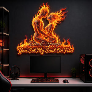 Eternal Flame Couple LED Wall Sign - Personalized Gifts For Couples 07HUDT250726 - Led Wall Sign - GoDuckee