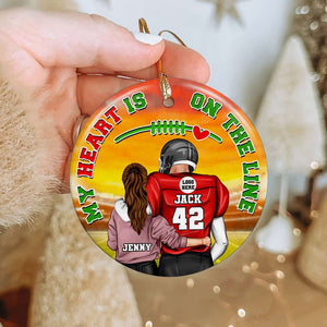 Personalized Gifts For Football Lovers Couple Ornament 02ACDT121024TM - Ornament - GoDuckee