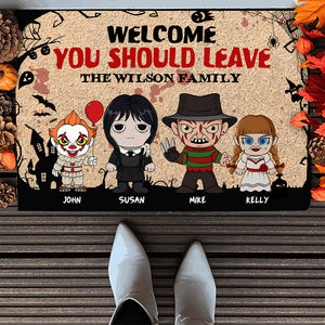 Welcome, You Should Leave, Gift For Family, Personalized Doormat, Horror Family Doormat 03NAHN210723HA - Doormat - GoDuckee