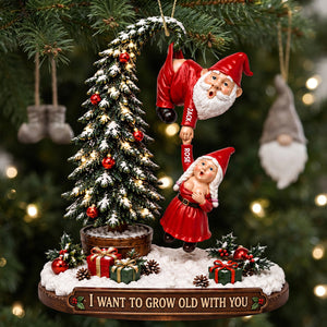 Funny Old Santa Couple Ornament - Personalized Gifts For Couple Christmas Ornament 01OHDT260826