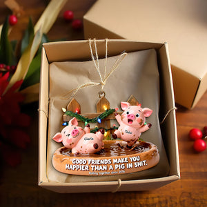 Happy Silly Pig Friends Ornament - Personalized Gifts For Friends 01QHLU231125 - Ornament - GoDuckee