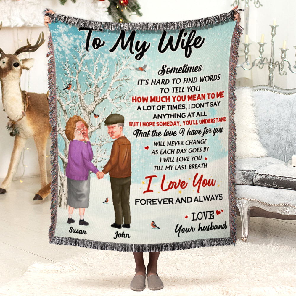 Couple Gift, Personalized Woven Blanket, Old Couple Blanket - Blanket - GoDuckee